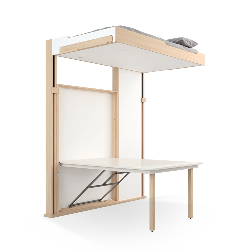 Letto a scomparsa: sistema a contrappeso - con tavolo